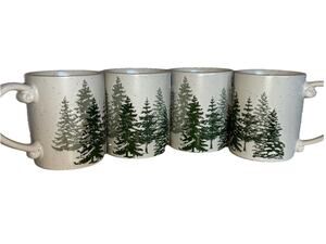 Eli & Ana Christmas Tree Aspen Evergreen Forest Coffee Mug Cup Tea Set of 4 NEW
